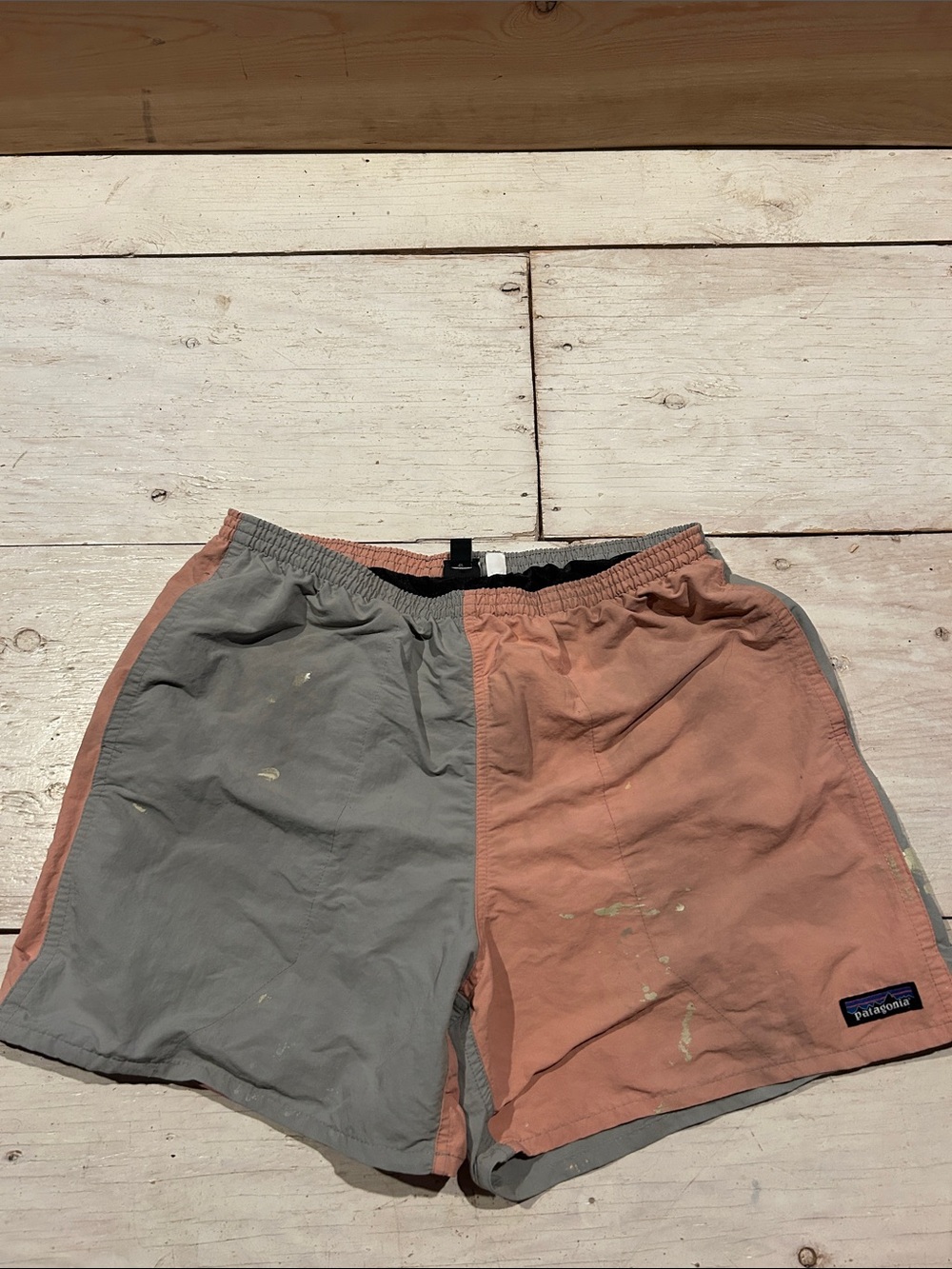 Patagonia Two-Tone Gray & Dusty Rose Split Swim Shorts